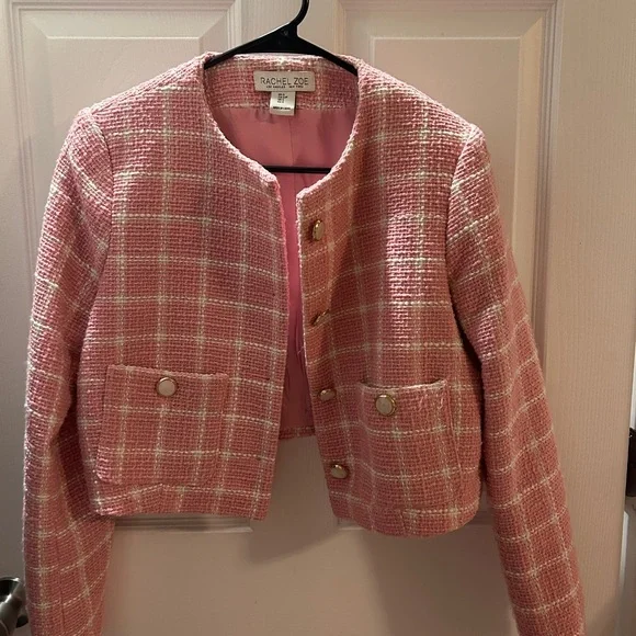 Rachel Zoe Pink Tweed Cropped Jacket. Size small - Picture 1 of 3